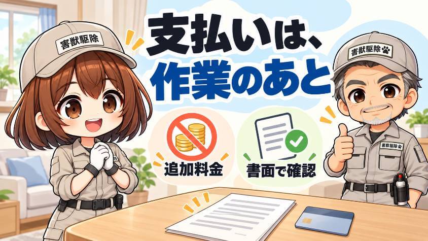 5. 支払いは作業のあと。見積もり後の追加料金はない、と書いてある
