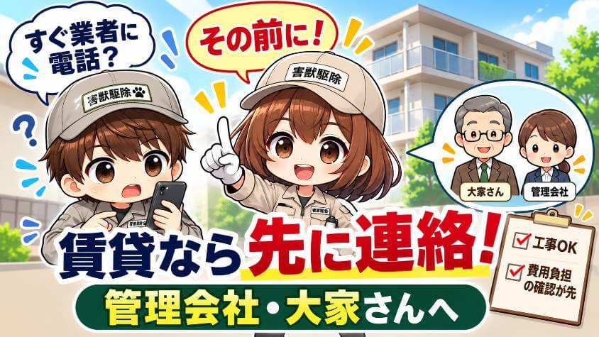 賃貸住まいなら、業者より先に管理会社か大家さんへ