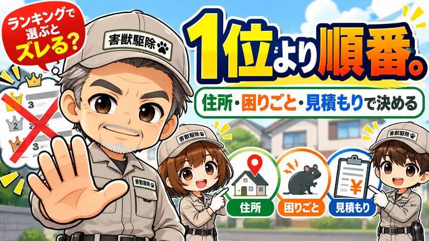 【害獣駆除の比較】は順位より順番！住所・困りごと・見積もりで決める