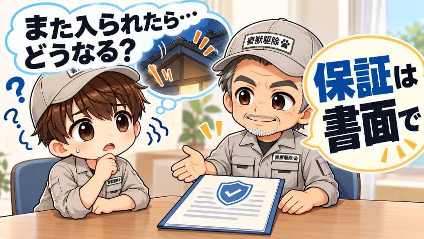 駆除太郎の保証とアフターフォロー｜見積もりの場で書面にしてもらうこと
