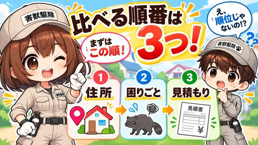 比べる順番は「住所・困りごと・見積もり」の3つ