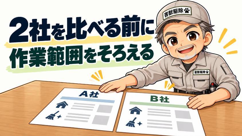 2社目の見積もりは、作業範囲をそろえて頼む