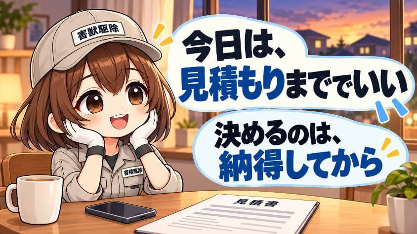 駆除太郎に相談すると決めたら、今日は見積もりまででいい