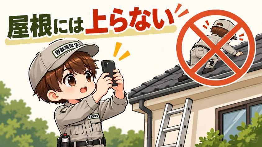 屋根裏の駆除を自分でやるなら、屋根に上らない範囲まで