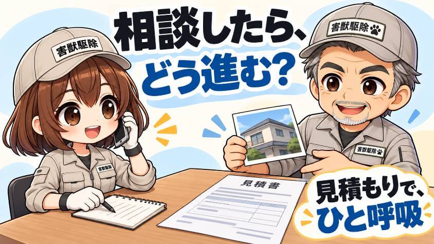 駆除太郎の相談の流れ｜電話から作業のあとまで