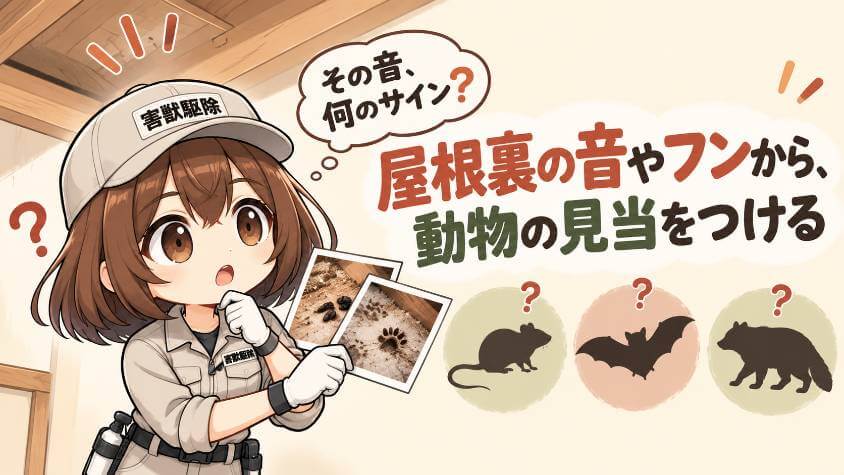屋根裏の音やフンから、動物の見当をつける