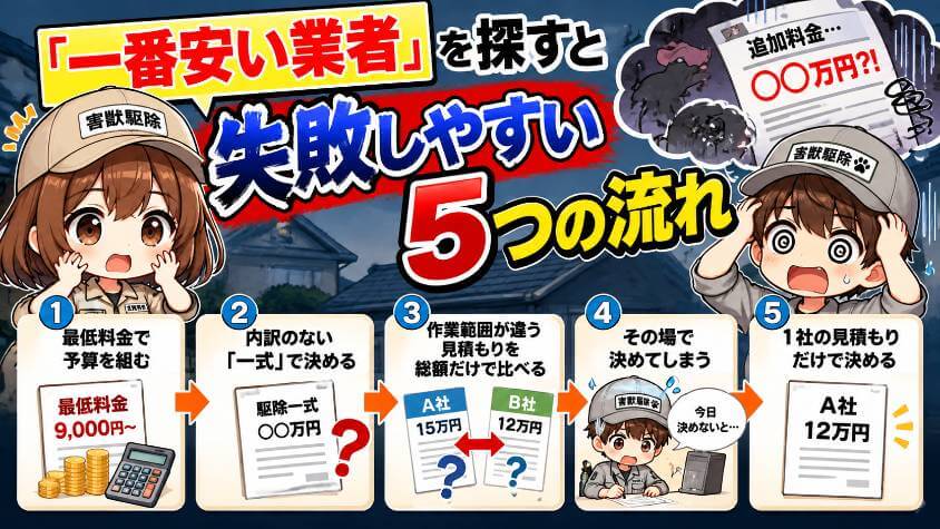 「一番安い業者」を探すと失敗しやすい5つの流れ