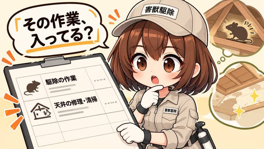 屋根裏の見積書で、別の行や別の業者になりやすいもの
