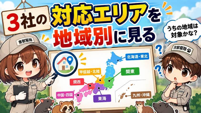 3社の対応エリアを地域別に見る