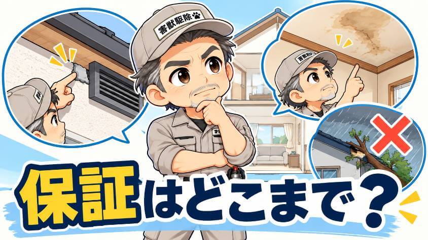 保証の範囲は「ふさいだ場所」「家の修理」「対象外」で食い違いやすい