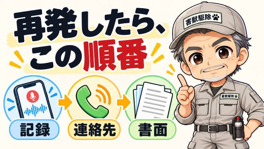 まとめ|再発は「記録→連絡先→書面」の順で動けばいい