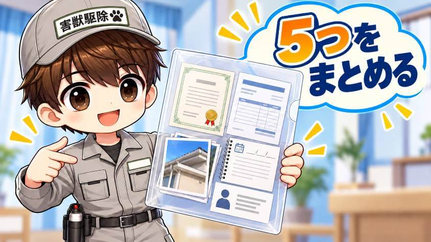 作業が終わったら、5つを一か所にまとめておく