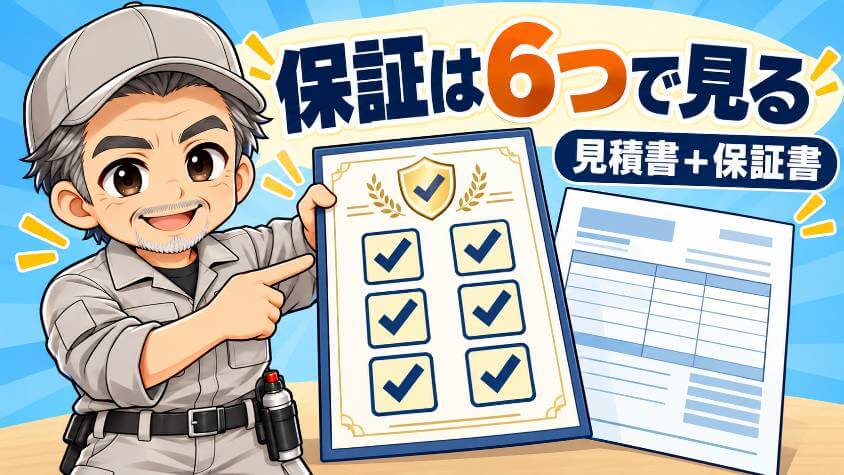 6つの項目と、見積書・保証書で見る場所