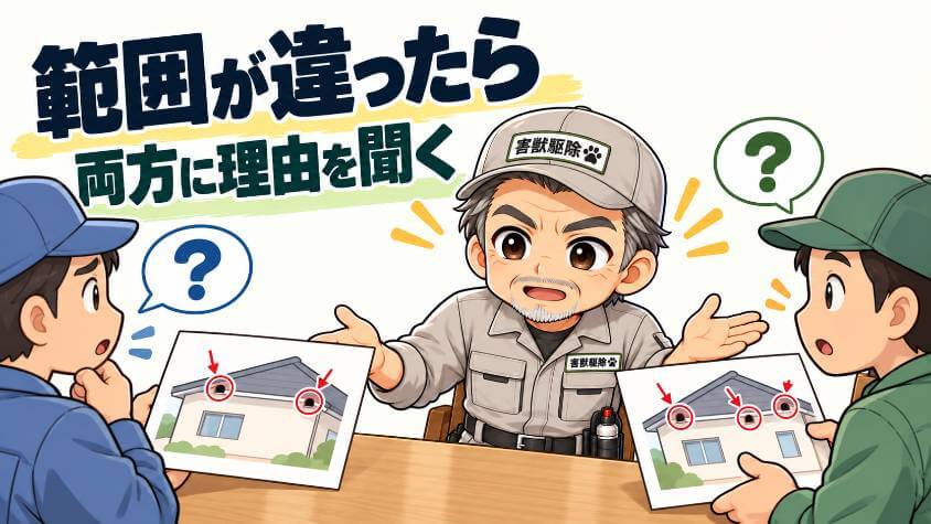 2社で作業範囲が食い違ったら、両方に理由を聞く