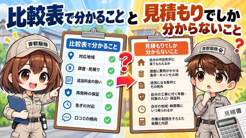 比較表で分かること、見積もりでしか分からないこと