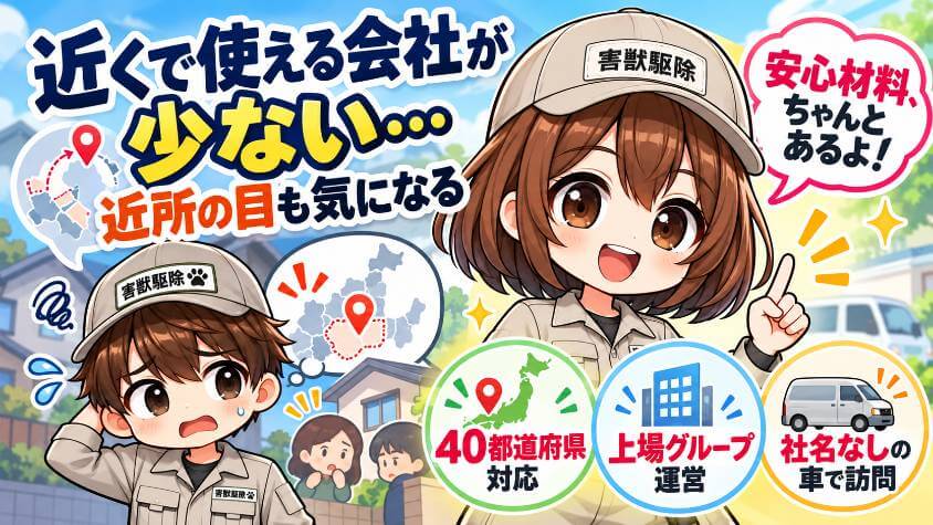 近くで使える会社が少ない・運営元や近所の目が気になる