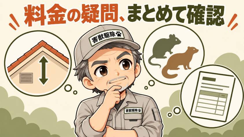 屋根裏の害獣駆除の料金で、よくある質問