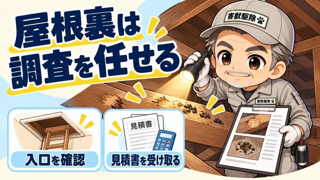 屋根裏の様子は、現地調査で見てもらう