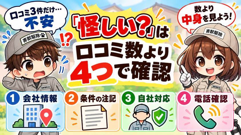 「怪しい」かどうかは、口コミの数より4つの点で確かめる
