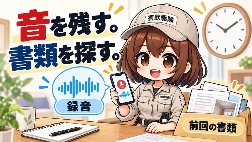 音の記録と、前回の書類のそろえ方