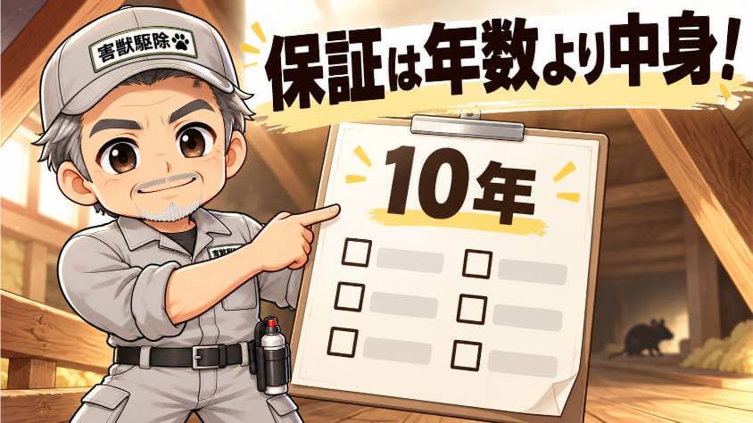 害獣駆除の保証は、年数ではなく「6つの項目」で中身が決まる