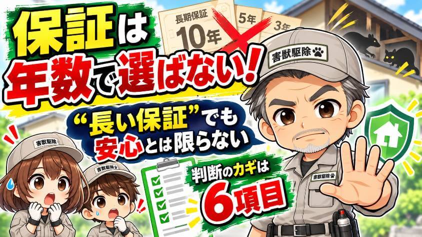 【害獣駆除の保証】は年数で選ばない！中身を決める6つの項目とは？