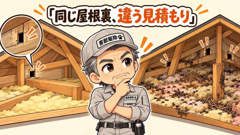 屋根裏の駆除に「相場」を当てはめにくい理由
