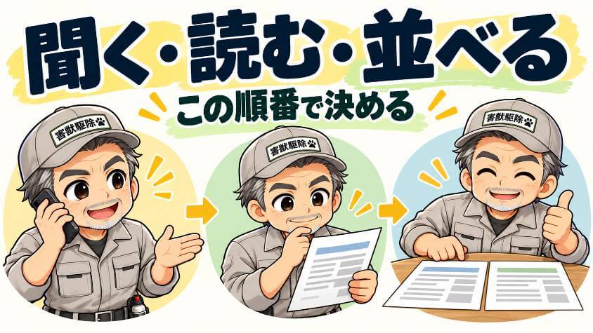 まとめ｜害獣駆除の見積もりは「聞く・読む・並べる」で決める