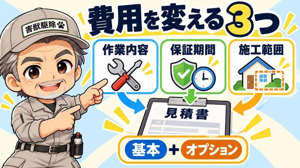 料金は「サービス内容・保証期間・施工範囲」で変わる