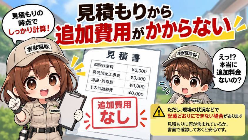 2. 見積もりから追加費用がかからない(例外の注記あり)