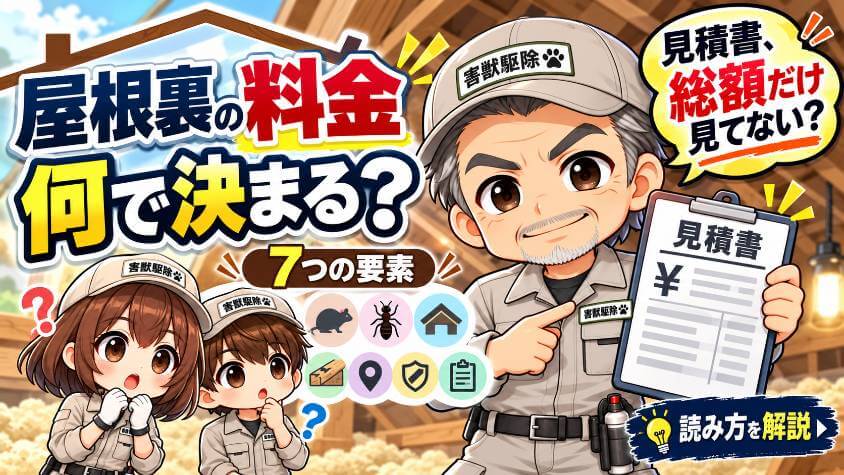 屋根裏の害獣駆除の料金は何で決まる？7つの要素と見積書の読み方を解説