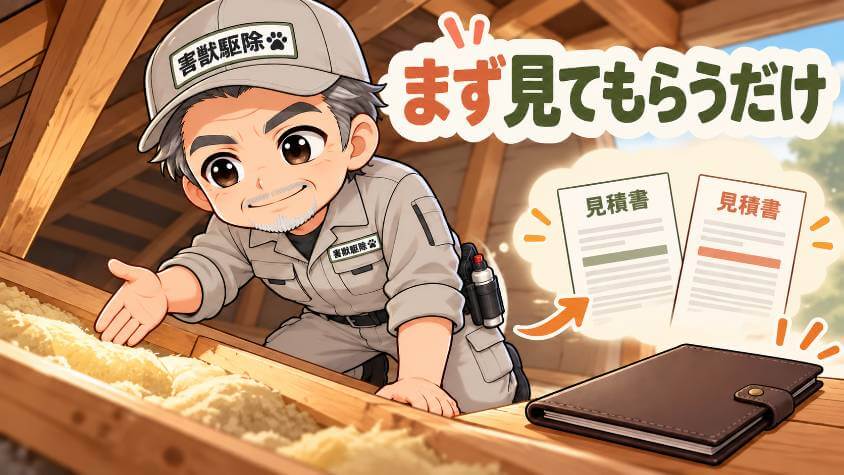 見積もりを頼むと決めたら、まずは屋根裏を見てもらうだけでいい