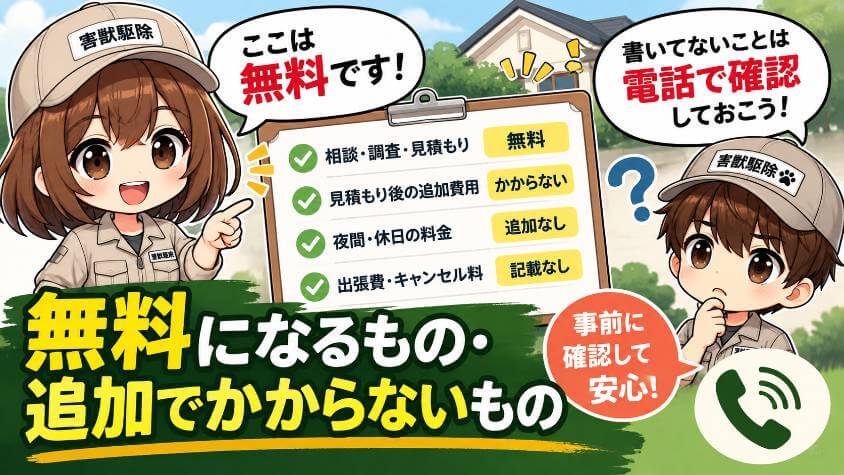 無料になるもの・追加でかからないもの
