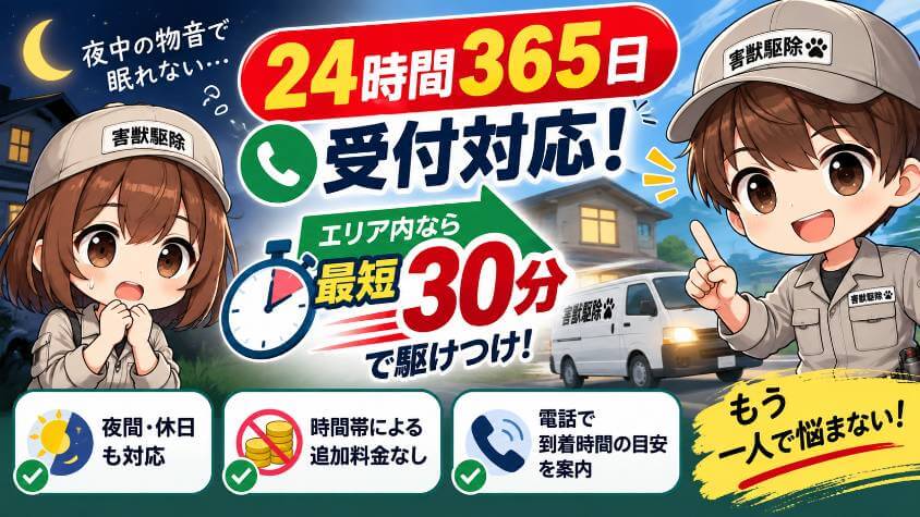 4. 24時間365日受付・最短30分(エリア内)