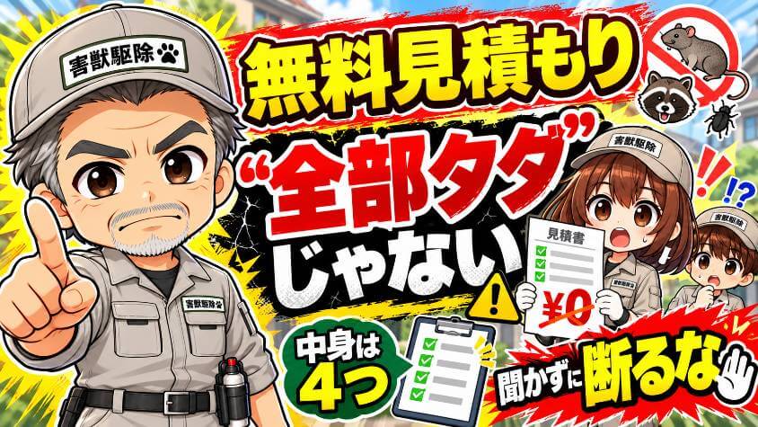 害獣駆除の見積もりは無料？中身を4つに分けて、断る前に聞く一言まで