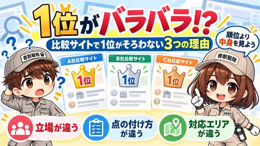比較サイトで1位の会社がそろわない3つの理由