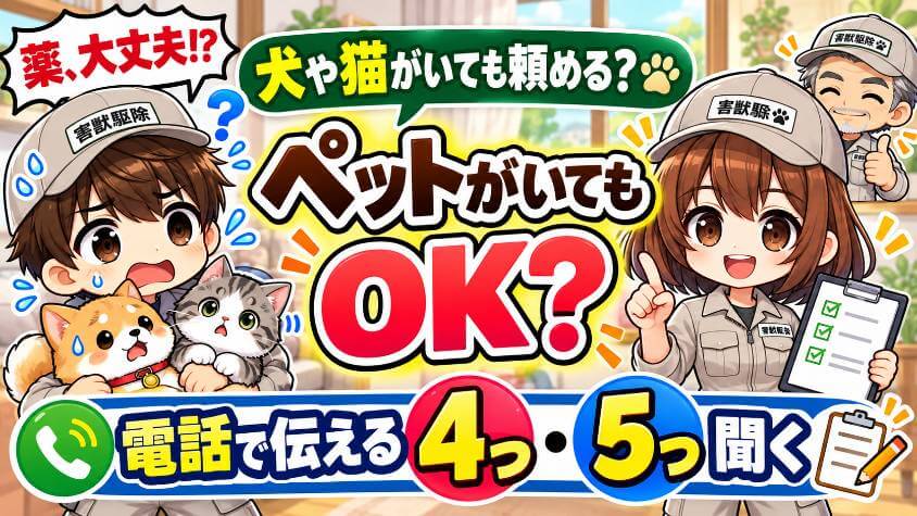 【害獣駆除 ペット】犬や猫がいても頼める？電話で伝える4つと聞く5つ
