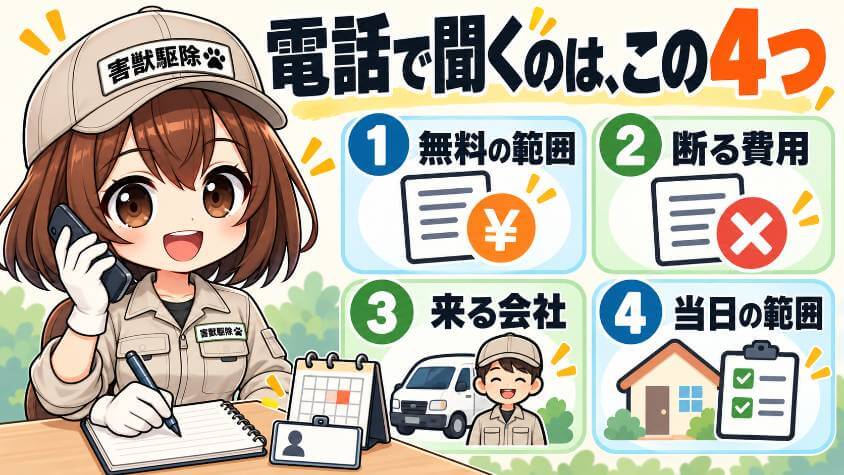 電話で聞く4つと、答えのメモの取り方
