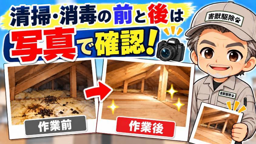 清掃・消毒の「前と後」は、写真で受け取る