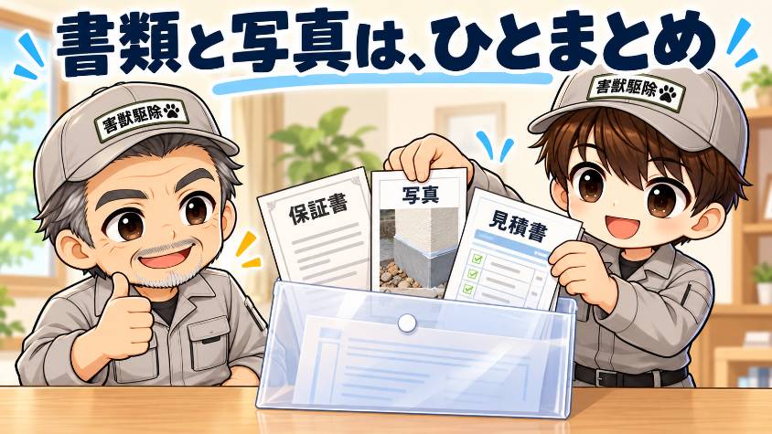 作業が終わったら、保証書と写真を手元に残す
