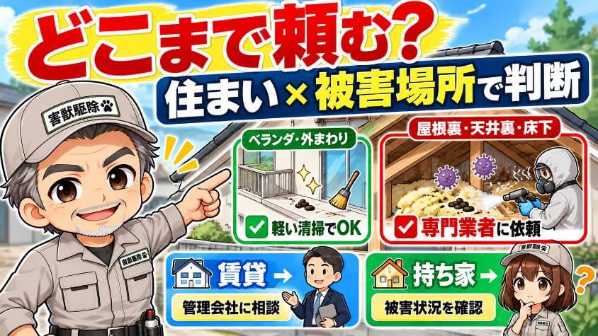 どこまで頼むかは、立場と被害の場所で決まる