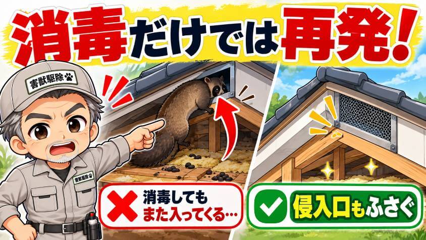入口をふさがないまま消毒しても、また汚される