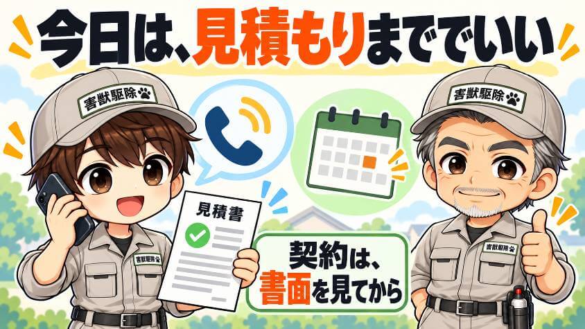 頼むと決めたら、今日は見積もりを頼むところまででいい