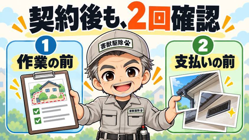 作業の日と、支払いの前に確かめること