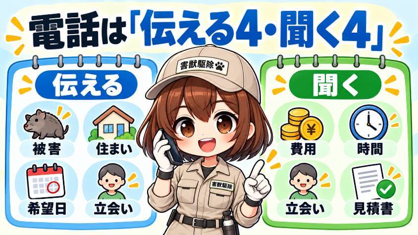 問い合わせで伝える4つと、聞く4つ