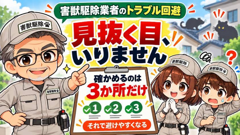【害獣駆除業者のトラブル回避】確かめるのは3か所！見抜く目はいらない