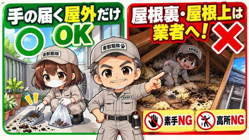 自分で片づけていいのは、庭やベランダの手の届く所まで