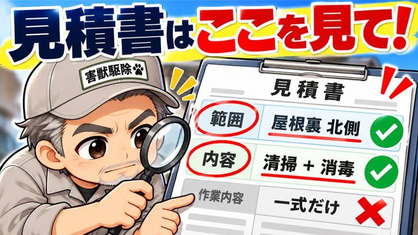 見積書では、清掃・消毒の「範囲」と「中身」を確かめる