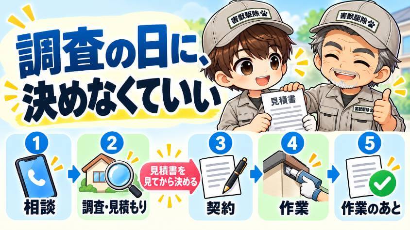 問い合わせから作業のあとまで、5つの段階
