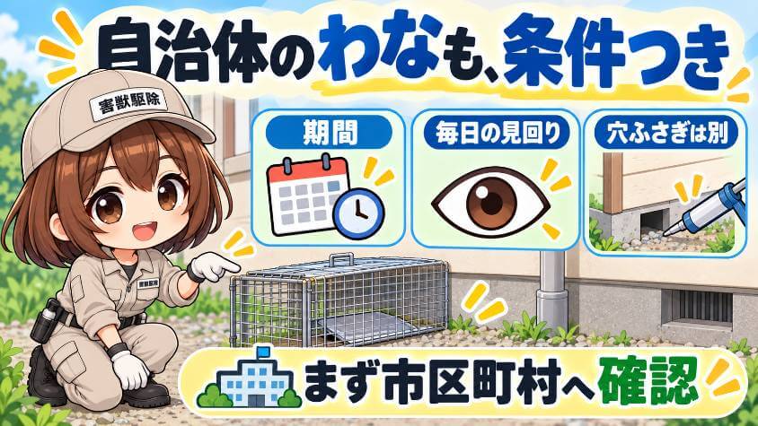 市区町村のわなの制度は、期間も立会いも条件つき